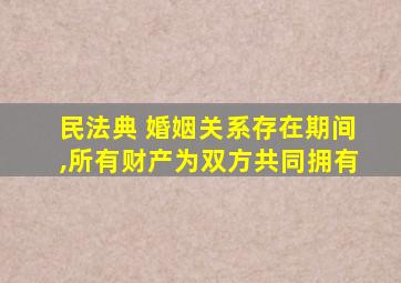 民法典 婚姻关系存在期间,所有财产为双方共同拥有